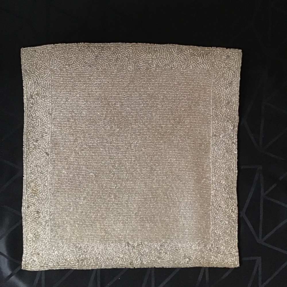 Home  15 inch square Beaded and Sequined Chargers, set of 2 - Picture 2 of 11